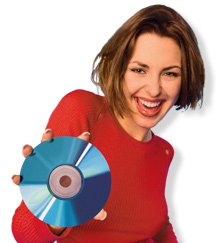 Imagen de mujer sosteniendo un disco